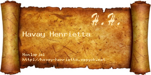 Havay Henrietta névjegykártya